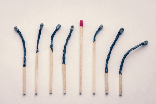employee burnout represented by matches